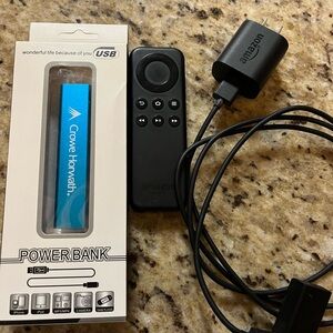 Amazon Fire Stick, Remote and Power Bank